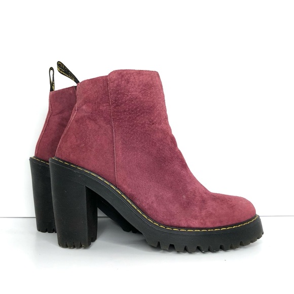Dr Martens Magdalena Suede Leather Burgundy Ankle Zip Boots Women’s 11 Shoes - Picture 2 of 13